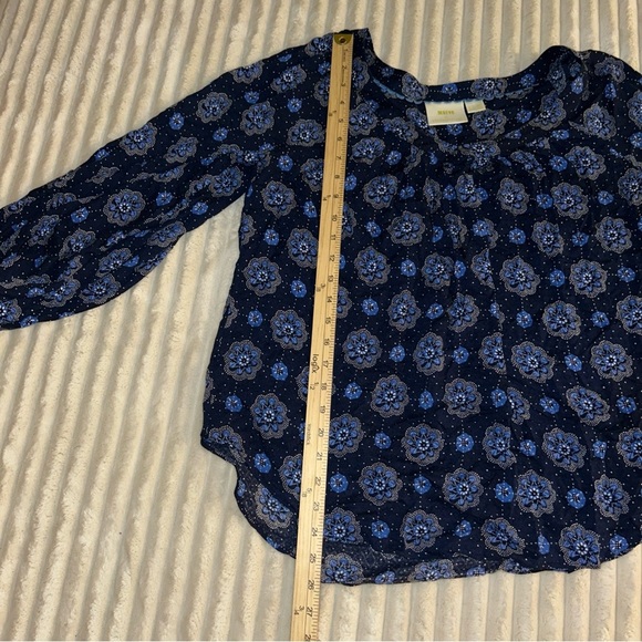 Floral Blue Women's Top Maeve Anthropologie Size 8 - Picture 11 of 12